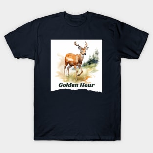 Golden Hour Serenity: Majestic Deer T-Shirt